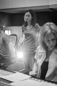 Artist Christine Parker listening to playbacks with Arranger / Producer Marti Amado